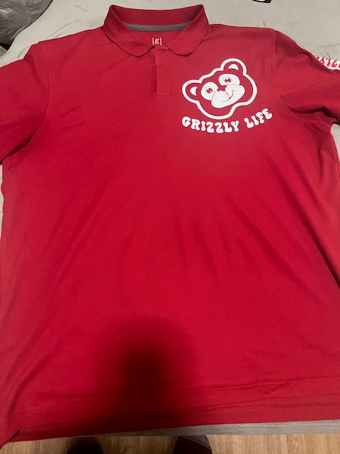 Grizzly Life (Pushin Positivity) Polo w/bear logo